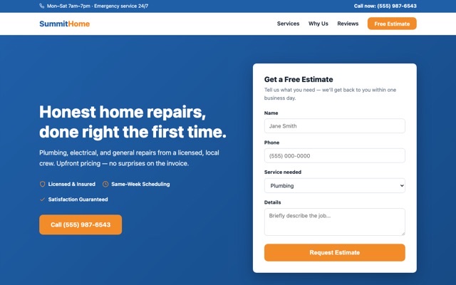 Home services template